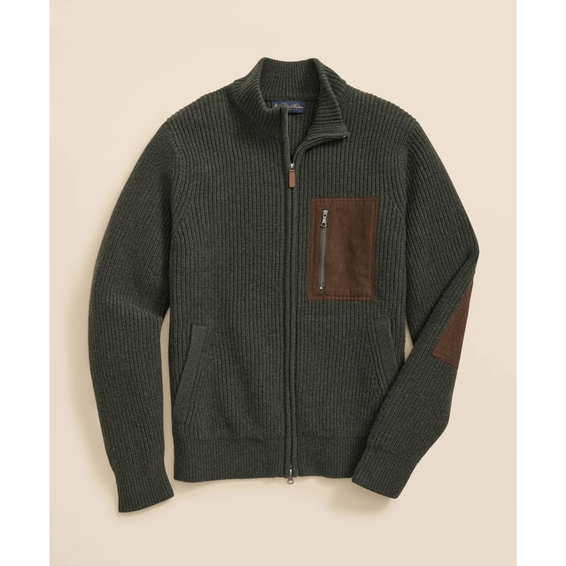 Merino Wool Military Full-Zip Sweater