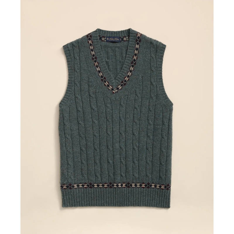 Shetland Wool Fair-Isle Tipped Archive Tennis Vest