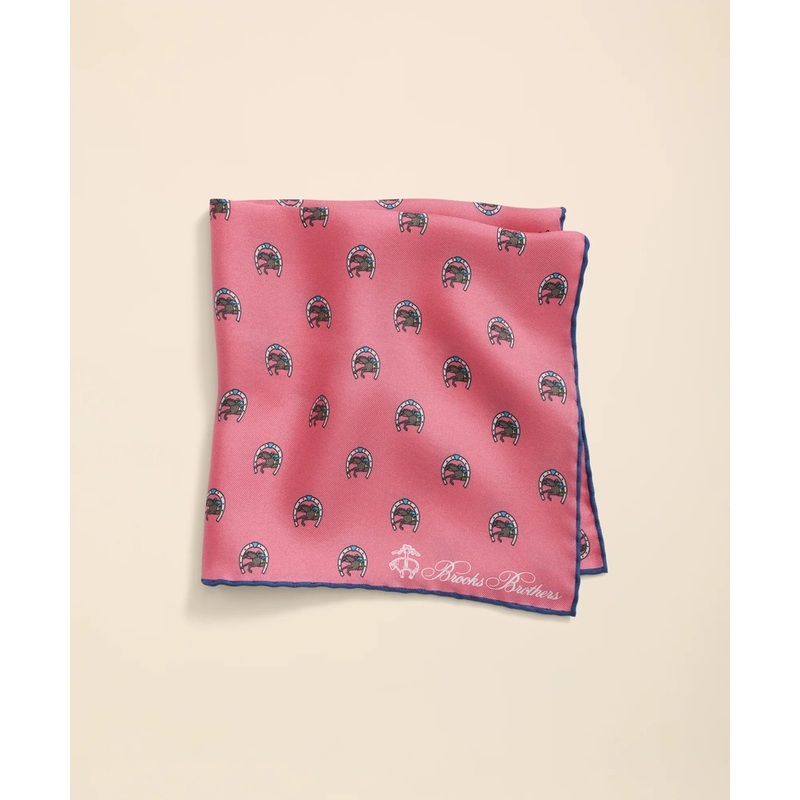 Silk Equestrian Motif Pocket Square