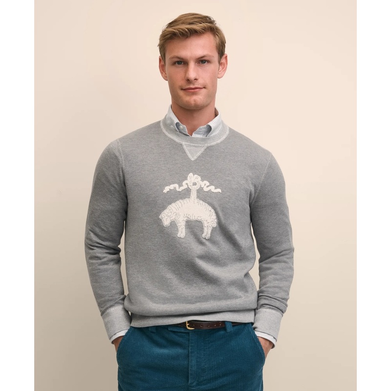 Supima Cotton Golden Fleece Embroidered Crewneck Sweatshirt