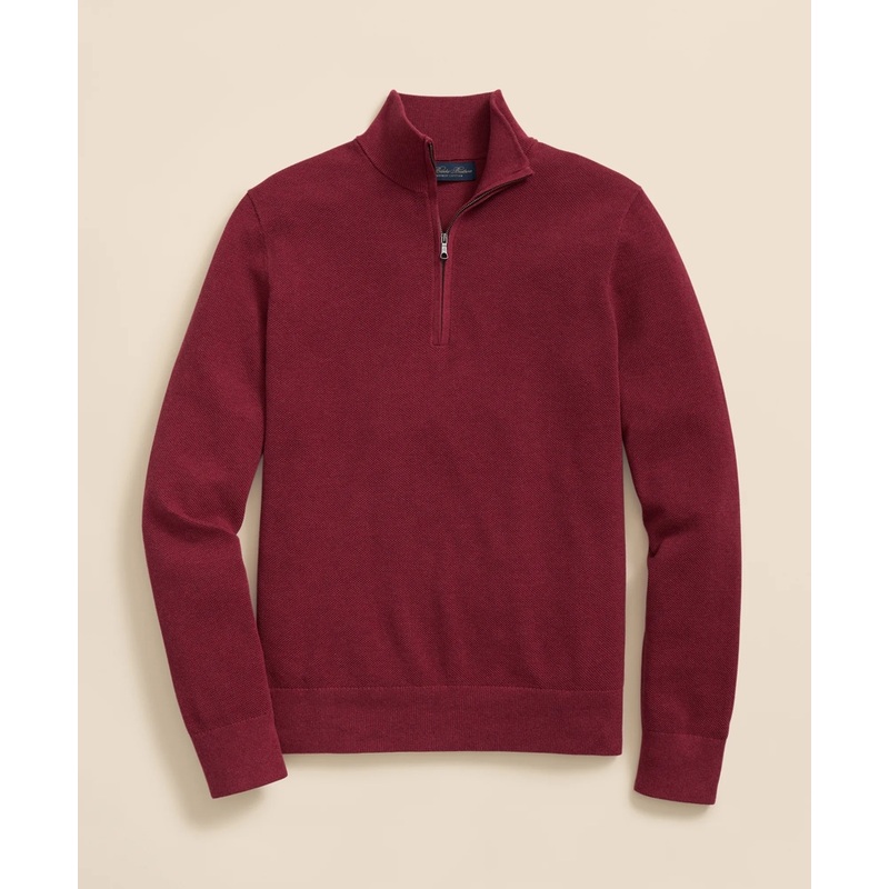 Supima Cotton Pique Half-Zip Sweater