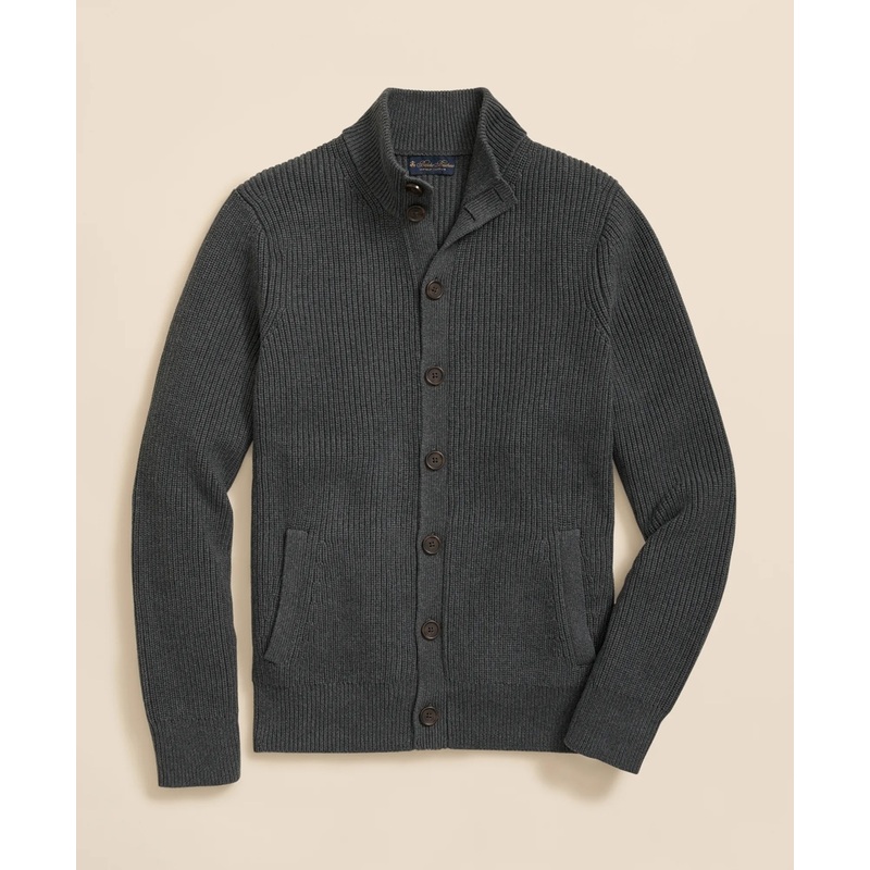 Supima Cotton Ribbed Mock Neck Cardigan