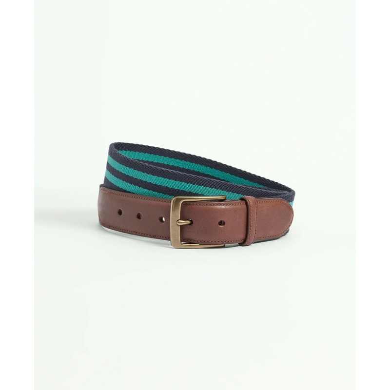 Webbed Cotton Belt With Brass-Tone Buckle