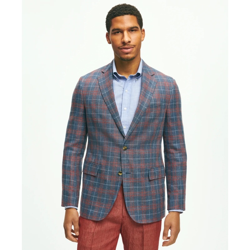 Classic Fit 1818 Plaid Hopsack Sport Coat In Linen-Wool Blend