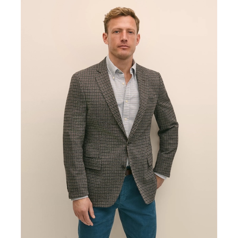 Classic Fit Cotton Wool Blend Knit Houndstooth Sport Coat