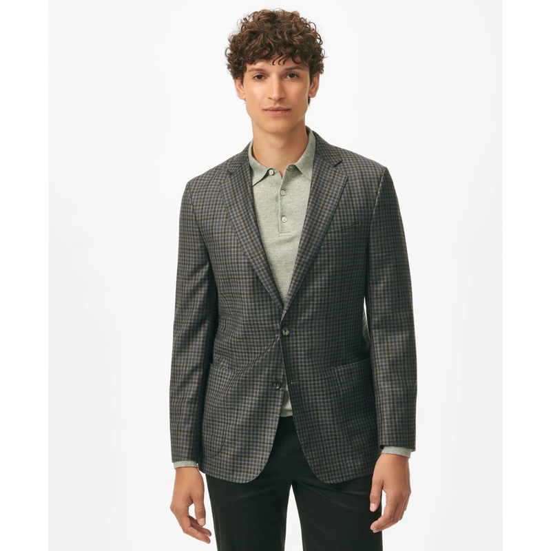 Classic Fit Gingham Sport Coat in Merino Wool