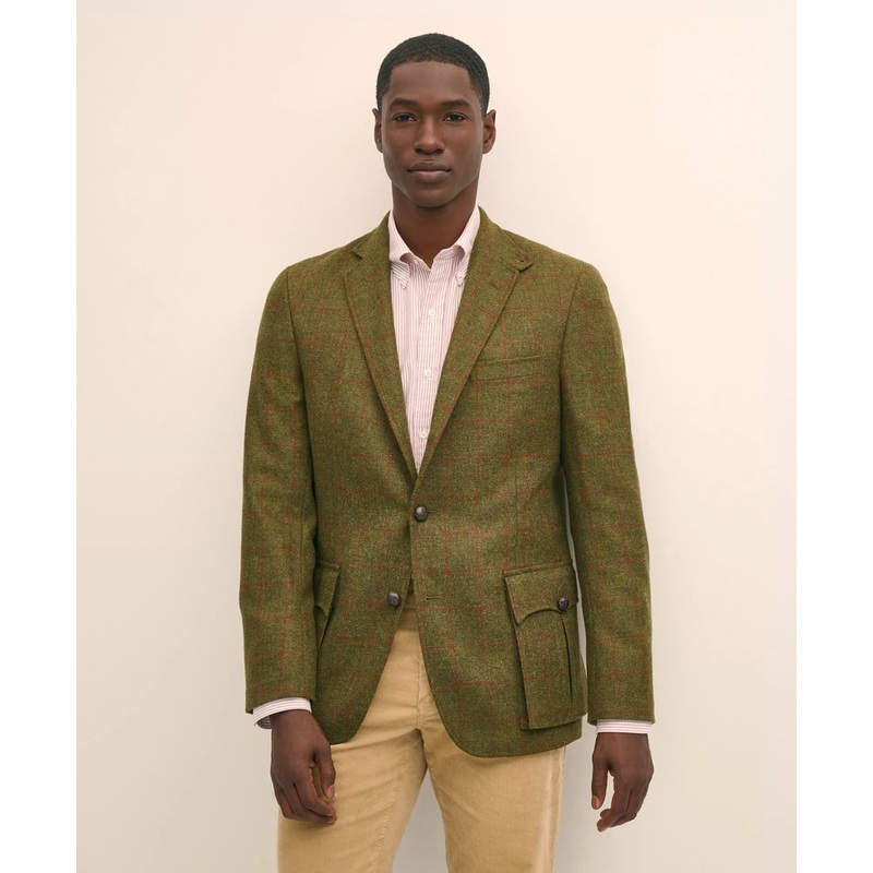 Classic Fit Wool-Cashmere Tweed Windowpane 1818 Sport Coat