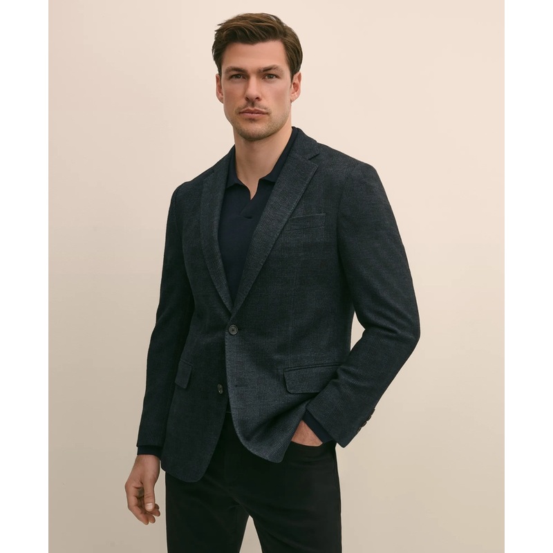 Classic Fit Wool Cotton Knit Check Sport Coat