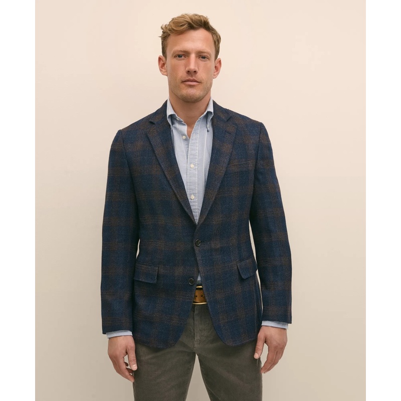 Classic Fit Wool-Cotton-Silk-Cashmere Hopsack Check Sport Coat