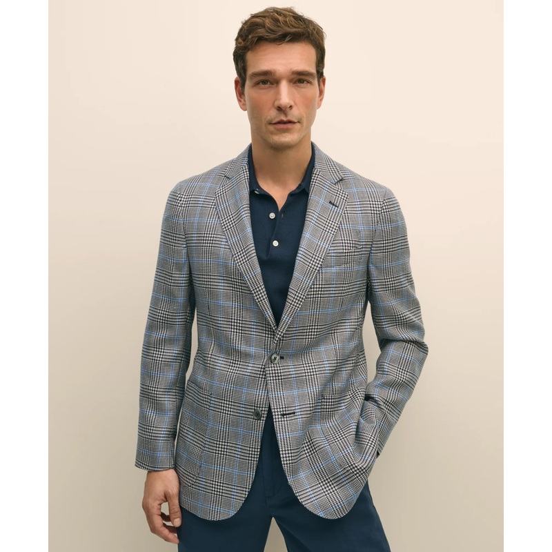 Classic Fit Wool-Linen-Silk Overcheck 1818 Sport Coat