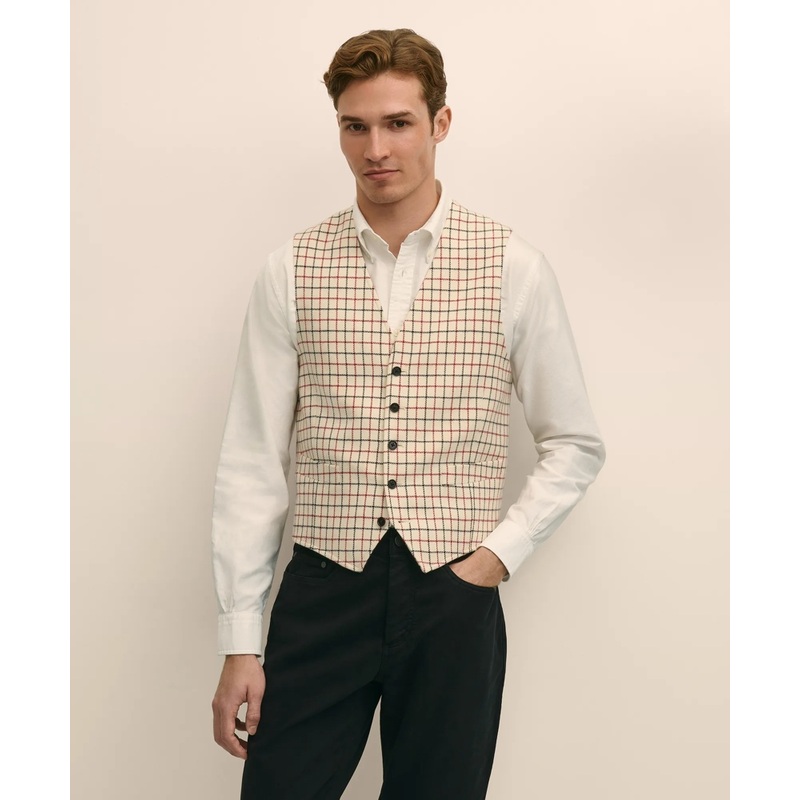 Classic Fit Wool Tattersall Suit Vest