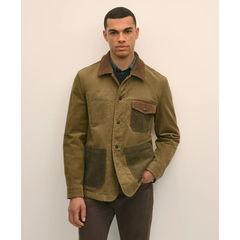 Cotton Blend Chore Coat in Fun Patterned Corduroy