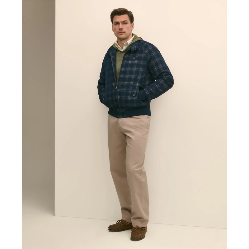 Cotton Bomber Jacket in Plaid Corduroy
