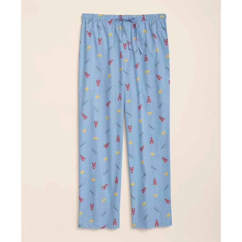 Cotton Broadcloth Lobster Motif Lounge Pants