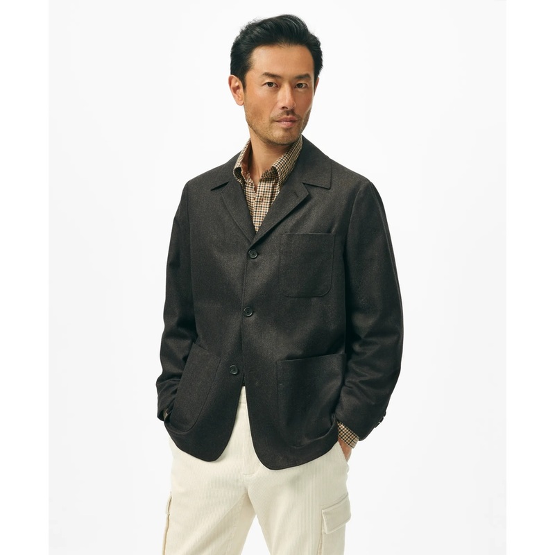 Tailored Shirt Jacket in Wool Flannel