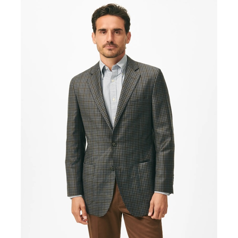Traditional Fit Gingham Sport Coat in Wool