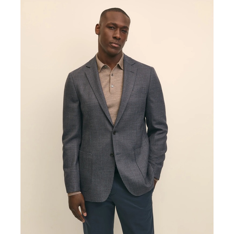 Traditional Fit Wool Hopsack Gingham Sport Coat