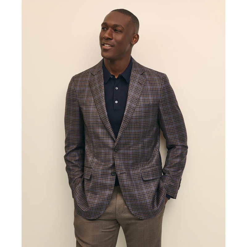 Traditional Fit Wool Plaid-Gingham Sport Coat