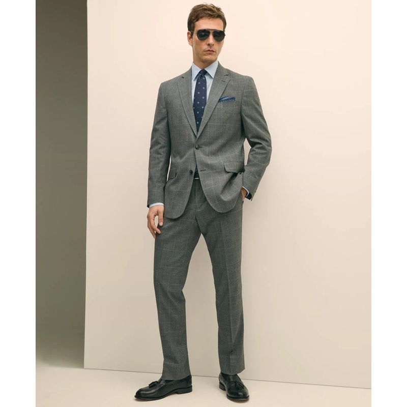 Brooks Brothers Explorer Collection Classic Fit Wool Check Suit Pants