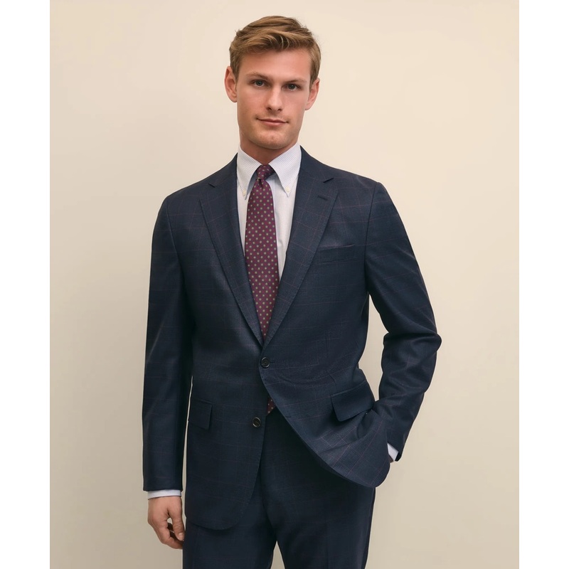 Brooks Brothers Explorer Collection Classic Fit Wool Overcheck Suit Jacket