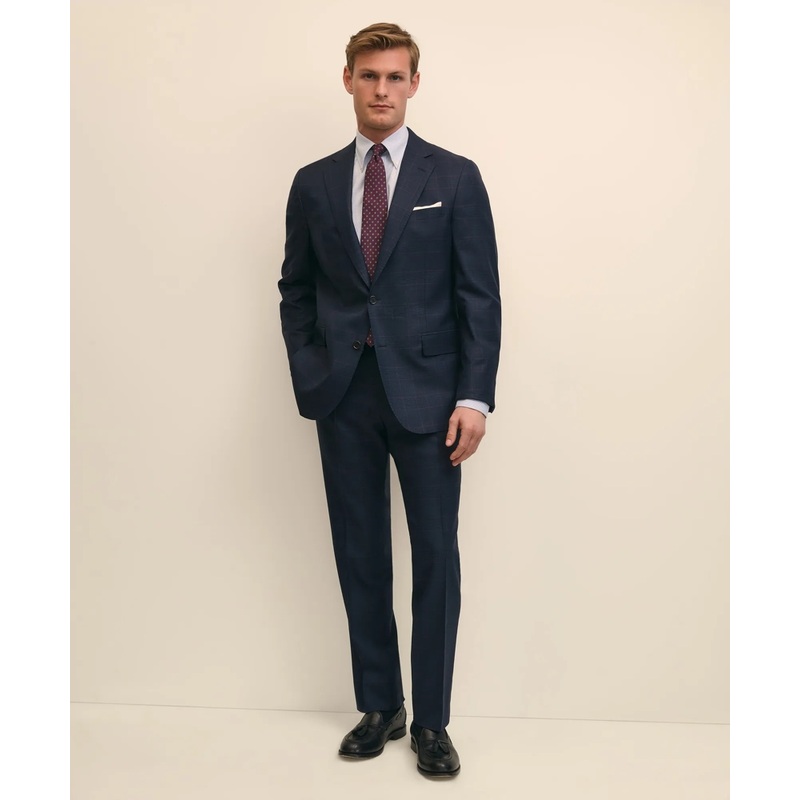 Brooks Brothers Explorer Collection Classic Fit Wool Overcheck Suit Pants