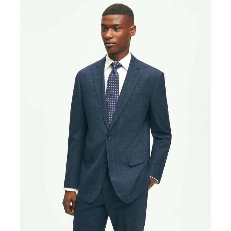 Brooks Brothers Explorer Collection Slim Fit Wool Checked Suit Jacket