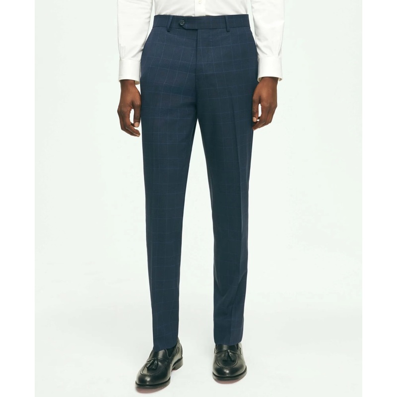 Brooks Brothers Explorer Collection Slim Fit Wool Checked Suit Pants
