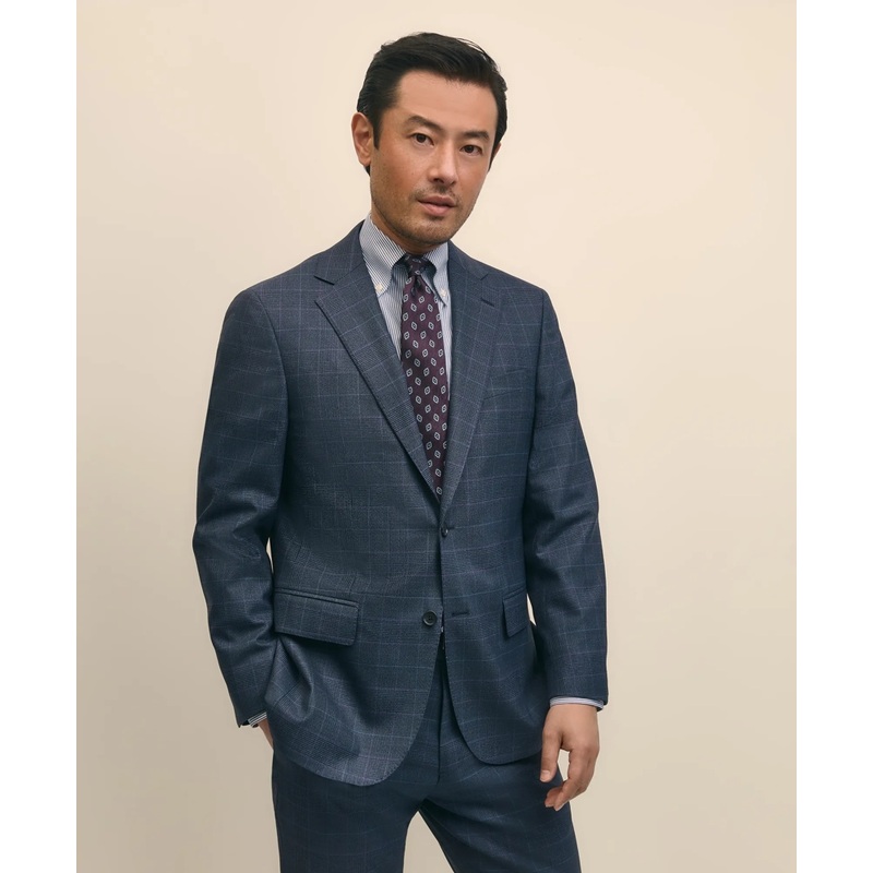 Brooks Brothers Explorer Collection Slim Fit Wool Overcheck Suit Jacket