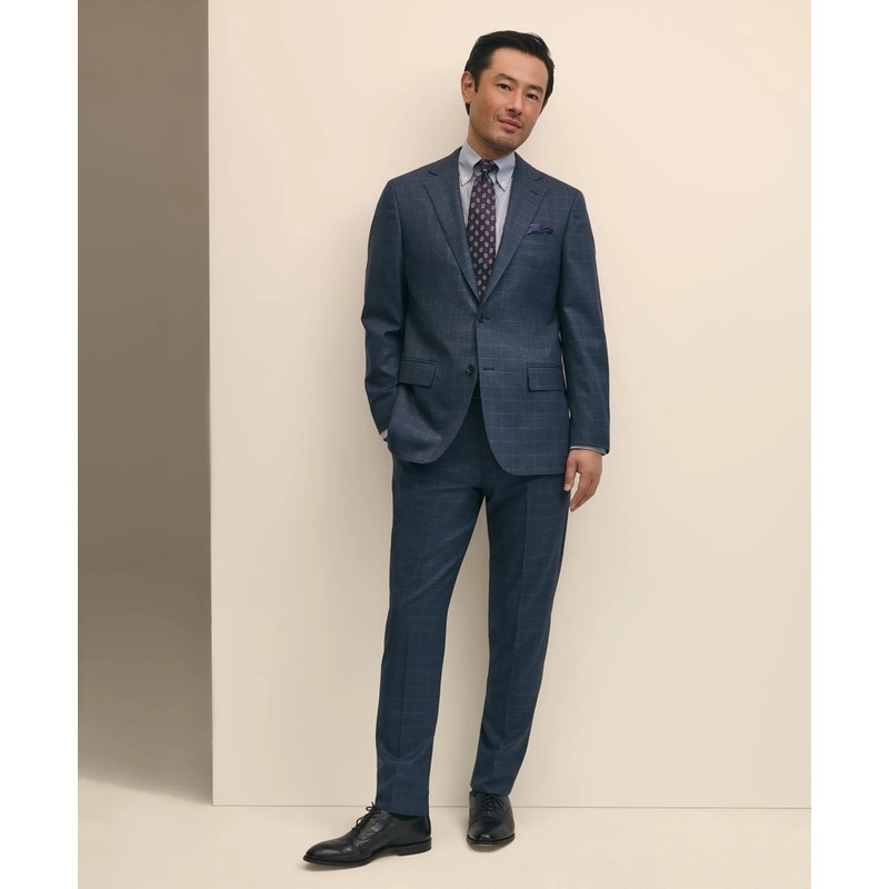 Brooks Brothers Explorer Collection Slim Fit Wool Overcheck Suit Pants
