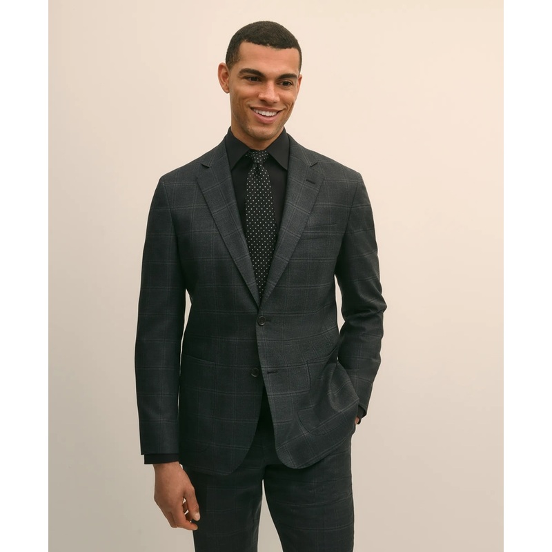 Brooks Brothers Explorer Collection Slim Fit Wool Windowpane Suit Jacket