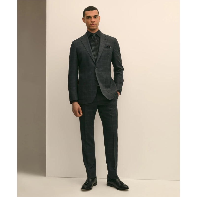 Brooks Brothers Explorer Collection Slim Fit Wool Windowpane Suit Pants