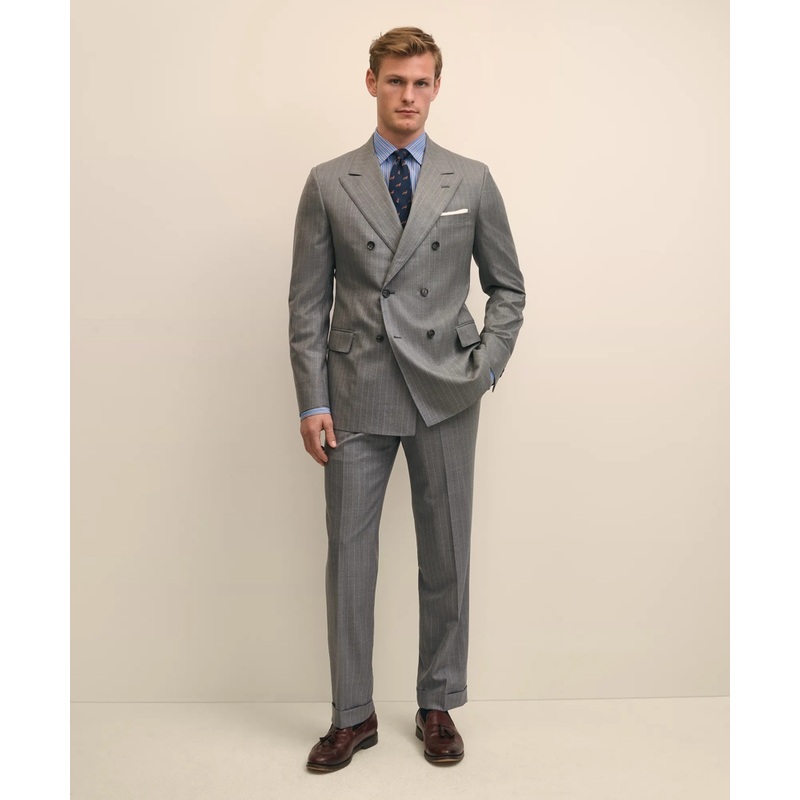Classic Fit Double-Breasted Wool Pinstripe 1818 Suit