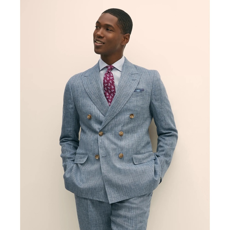 Classic Fit Herringbone Linen Suit Jacket
