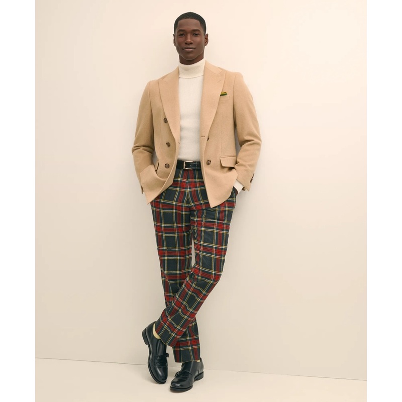 Classic Fit Wool-Blend Tartan Dress Pants