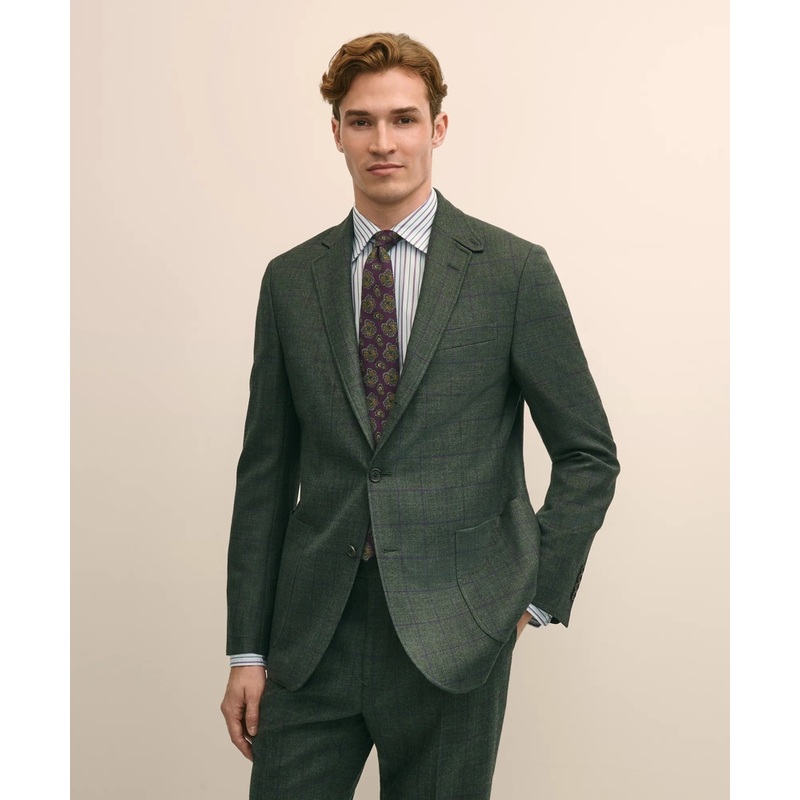 Classic Fit Wool Windowpane Suit Jacket