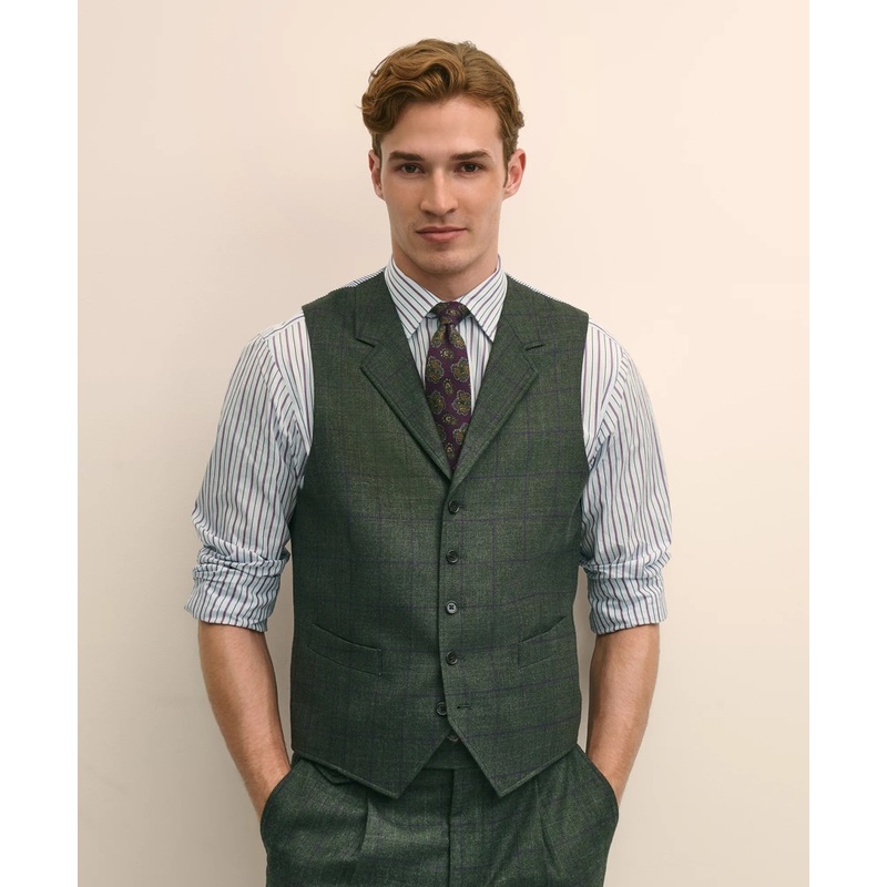 Classic Fit Wool Windowpane Suit Vest