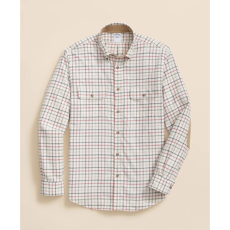 Cotton-Cashmere Flannel Windowpane Sport Shirt