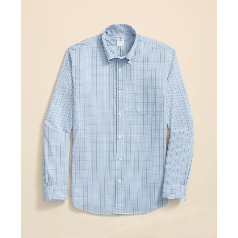 Performance Series Stretch Polo Button-Down Collar, Glen Plaid Sport Shirt