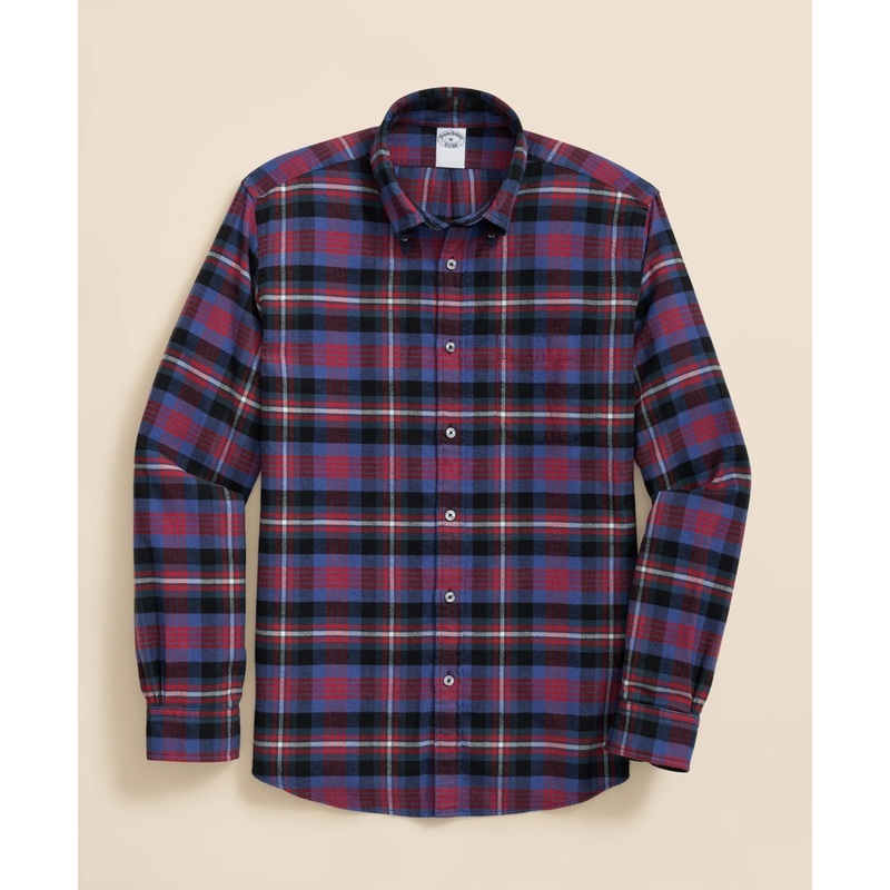 Portuguese Flannel Polo Button Down Collar, Bright Plaid Shirt
