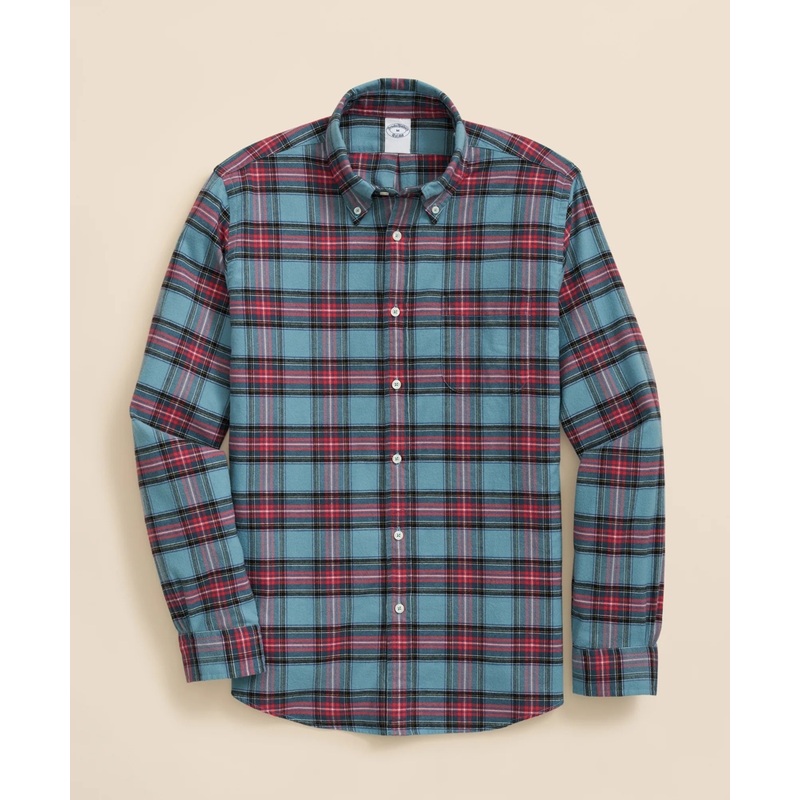 Portuguese Flannel Polo Button Down Collar, Stewart Tartan Shirt