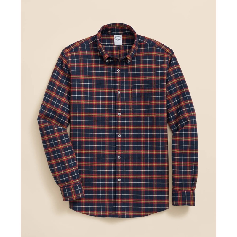 Portuguese Flannel Polo Button Down Collar, WIndowpane Shirt