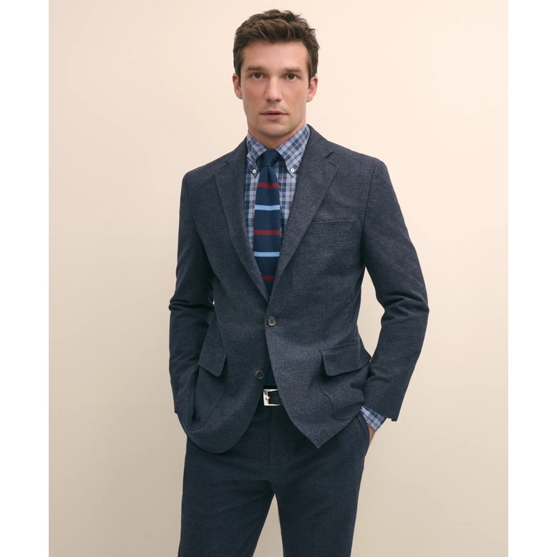 Slim Fit Check Suit Jacket in Brushed-Cotton