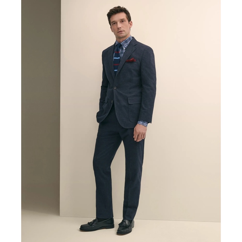 Slim Fit Check Suit Pants in Brushed-Cotton