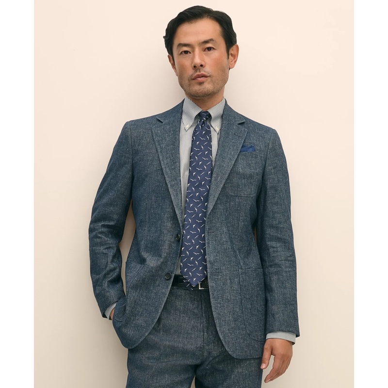 Slim Fit Twill Stretch Cotton-Linen Suit Jacket