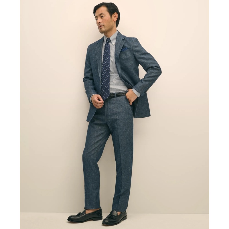 Slim Fit Twill Stretch Cotton-Linen Suit Pants