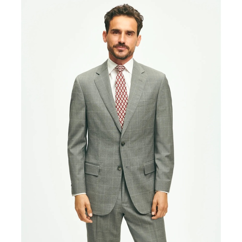 Traditional Fit 1818 Windowpane Suit In Wool
