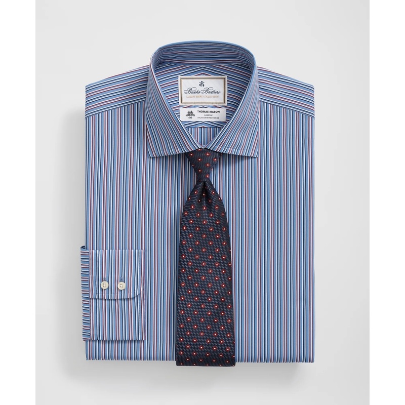 Brooks Brothers X Thomas Mason Cotton English Collar, Multi-Striped Dress Shirt