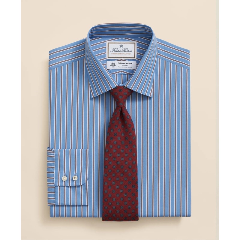 Brooks Brothers X Thomas Mason Cotton English Collar, Stripe Dress Shirt