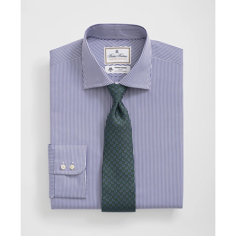 Brooks Brothers X Thomas Mason Cotton English Collar, Striped Dress Shirt