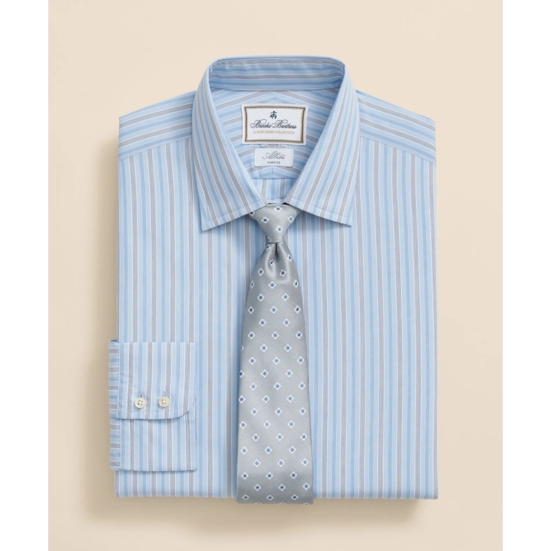 Brooks Brothers x Thomas Mason Cotton Poplin Ainsley Collar, Multi Stripe Dress Shirt